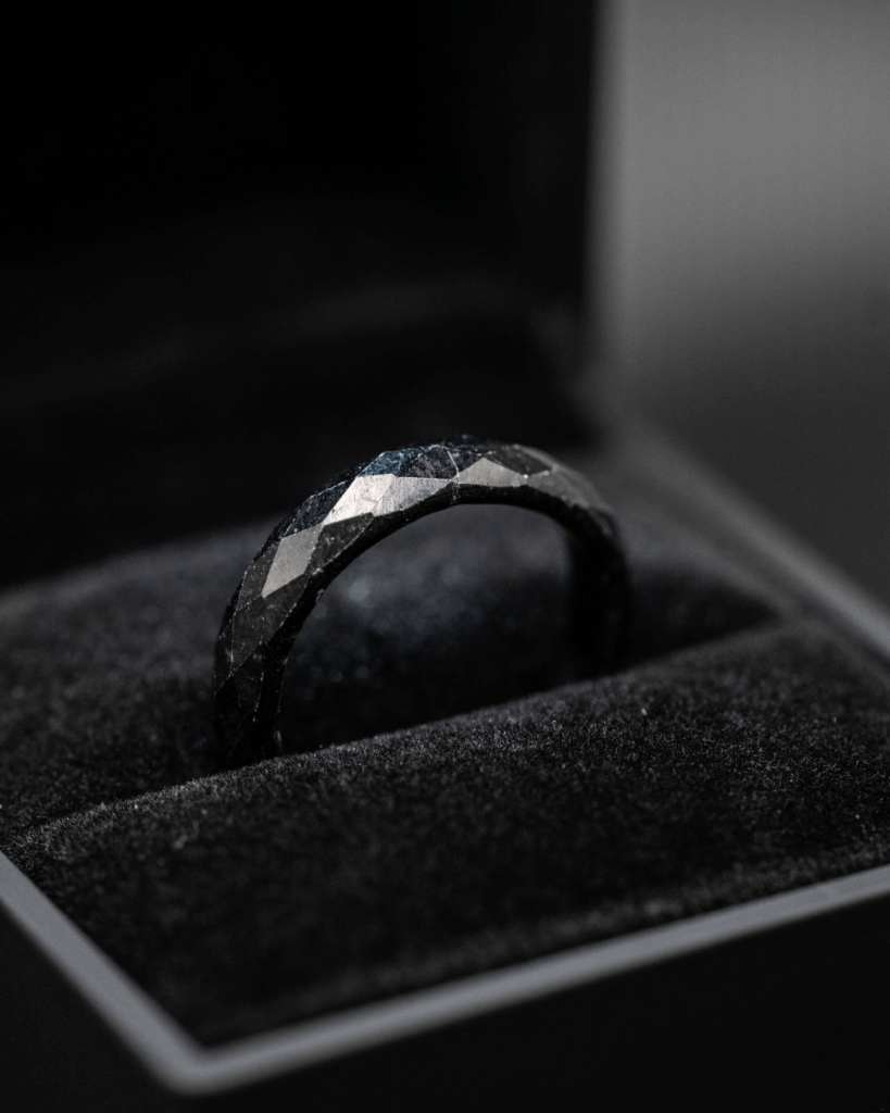 Ring - Diamond Cut Black Jade