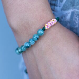 Beaded Green Rope Serene Blossom Jade Bracelet