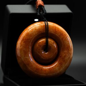 Red Double Donut Jade Pendant