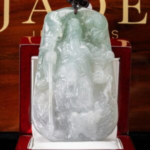 White/Green Guan Gong Lurking Dragon Two-Toned Jade Pendant