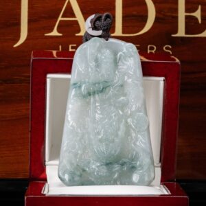 Blue/White Guan Gong Dragon Jade Pendant
