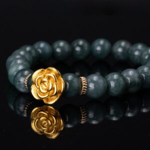Golden Rose Charm Jade Bracelet