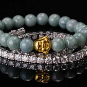 Golden Buddha Head Jade Bracelet
