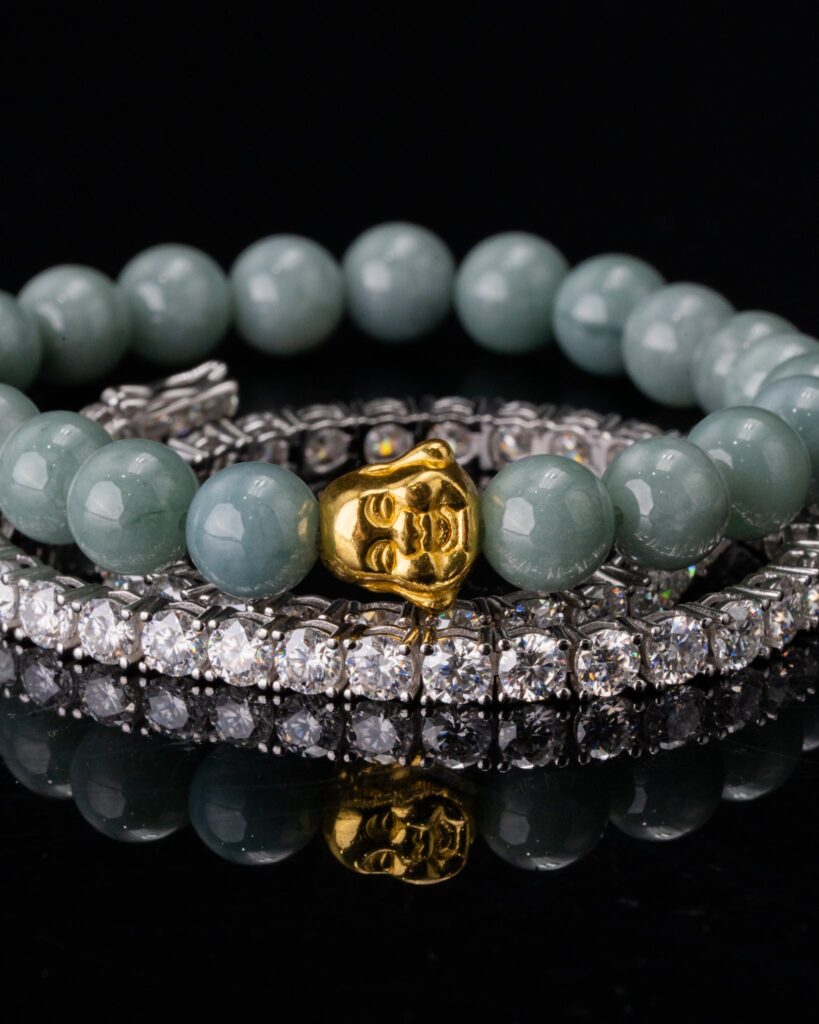 Golden Buddha Head Jade Bracelet