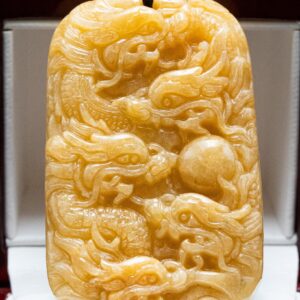 DOUBLE SIDED YELLOW DRAGON JADE PENDANT