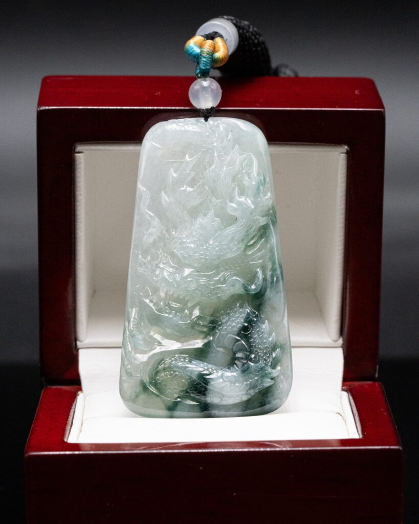 TWO-TONE ICY FIERCE DRAGON JADE PENDANT