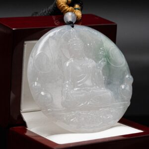 ICY WHITE MEDITATING BUDDHA JADE PENDANT