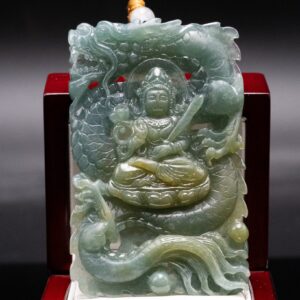 BLUE & YELLOW MEDITATING BUDDHA DRAGON JADE PENDANT