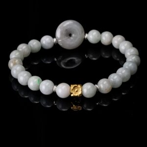 Golden Sakura Donut Beaded Jade Bracelet