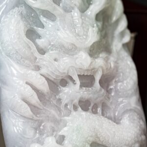 Icy White & Pale Green Dragon and Qilin Jade Pendant