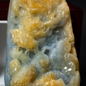 Golden Yellow & White Cloud Dragon Jade Pendant