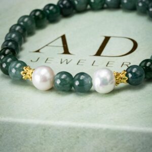 Twin Pearl Blue Water Beaded Jade Bracelet