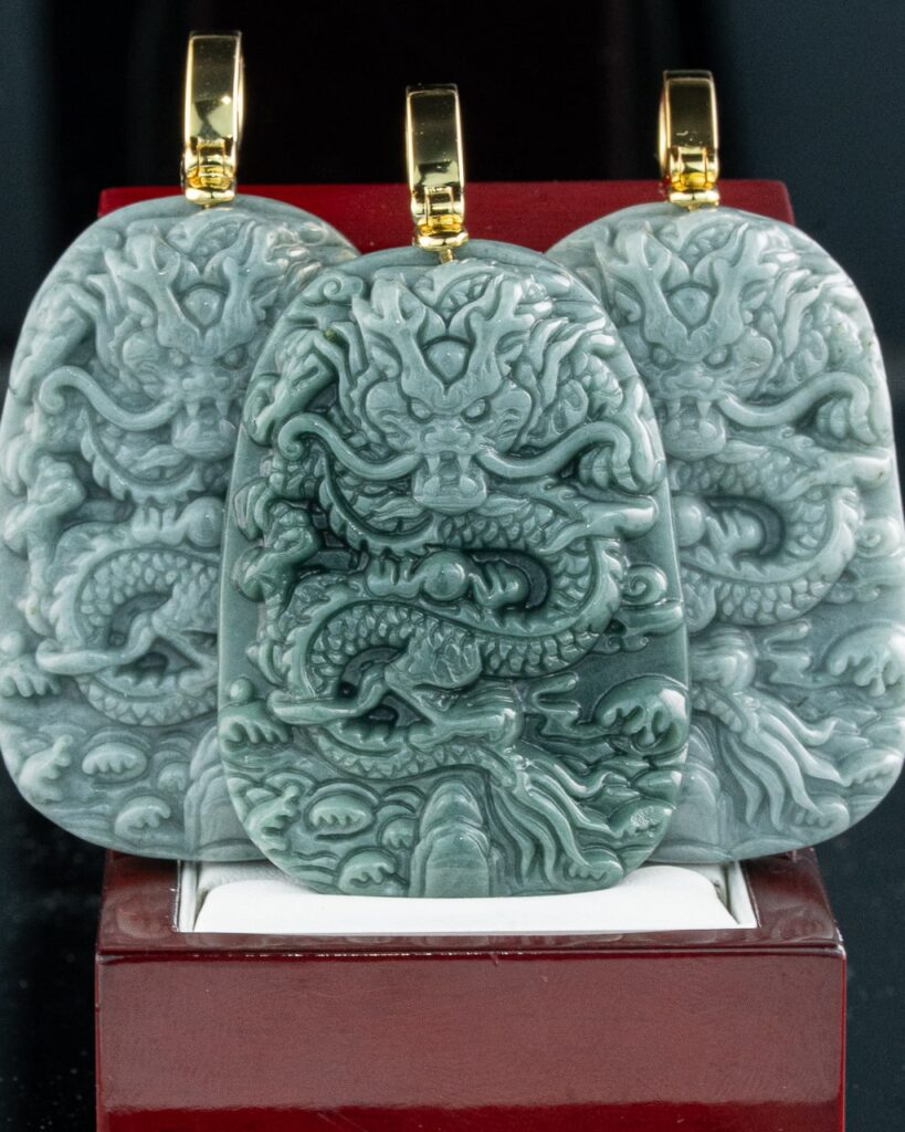 Dragon Flying Over 4 Seas Jade Pendant