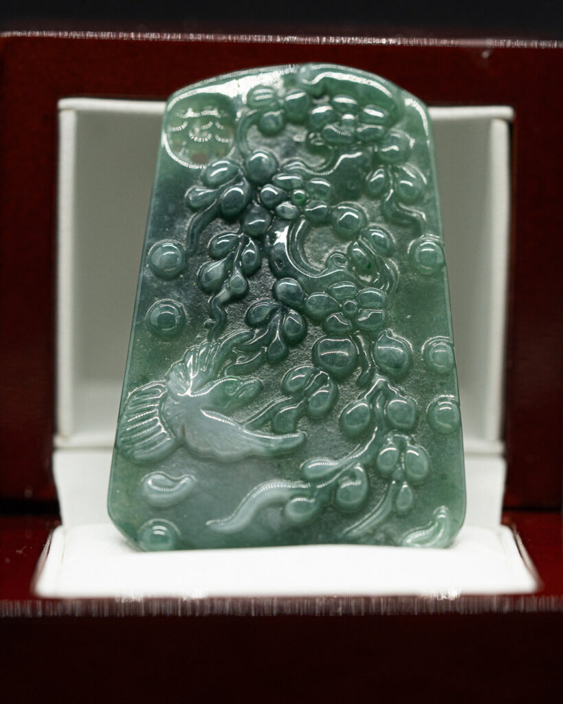Cherry Blossom Garden Blue Water Jade Pendant
