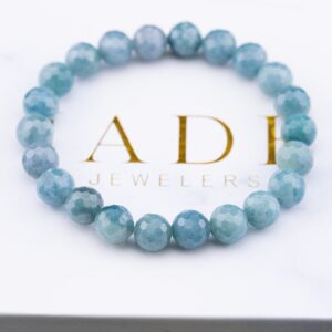 Blue Diamond Cut Jade Bracelet
