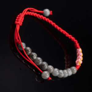 Beaded Red Rope Serene Blossom Jade Bracelet