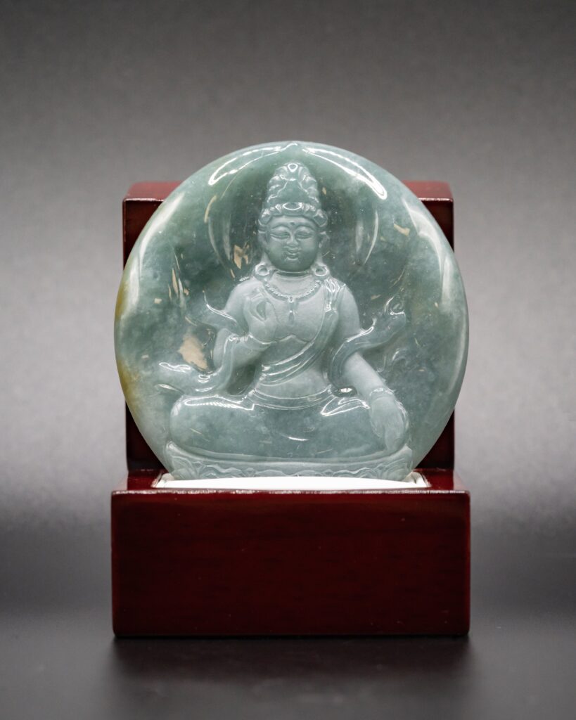 z. ONE OF ONE TWO TONE BLUE/YELLOW MEDITATING BUDDHA