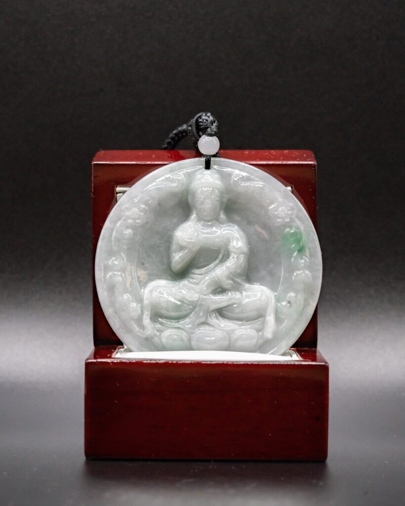 ONE OF ONE White Jade Meditating Female Buddha Pendant