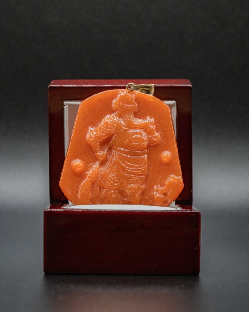 Red Jade Guan Gong Pendant