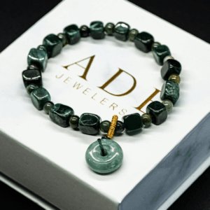 Cube Beaded Donut Jade Bracelet